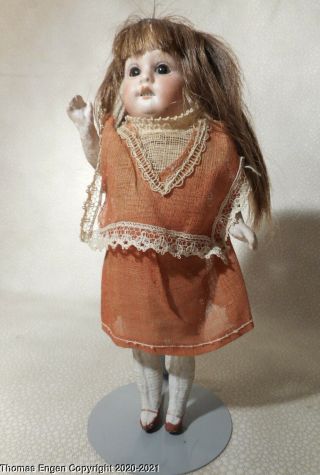 Antique Herm Steiner Doll Bisque Head Paper Mache Body 8 Inch Open Mouth Glass E