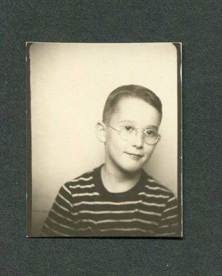 Vintage Photo Cute Nerd Boy W/ Glasses In Photobooth 422172