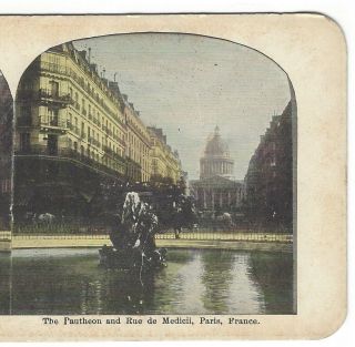 The Pantheon And Rue De Medici,  Paris,  France,  Circa 1900 Stereoview Card