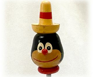 Vintage Wood Ring Toss Game Made In Japan,  Whimsical Face Tall Hat,  6 Rings