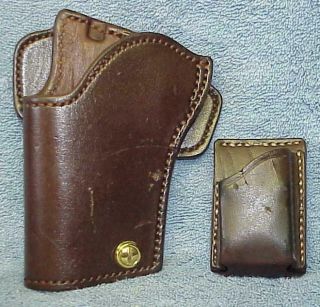 Vintage Pwl / Price Western Leather Competition Holster Set Hi Power Browning