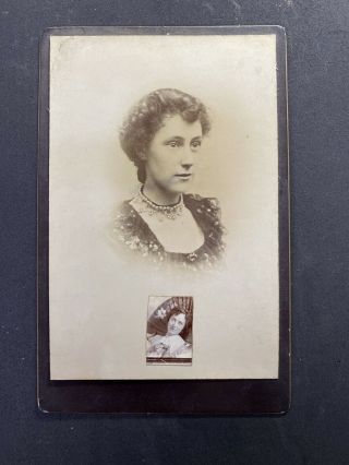 Victorian Photo: Cabinet Card: Pretty Young Lady: Small Image Lady Fan Stuck On