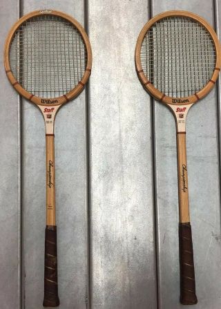 Wilson Staff Championship Wood Squash Racquets Set Of 2 Vintage