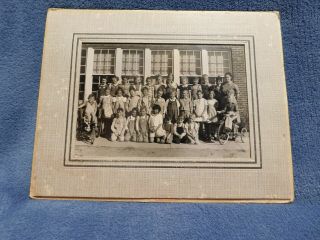 Vintage Black N White School Class Photo Boys Girls Teacher