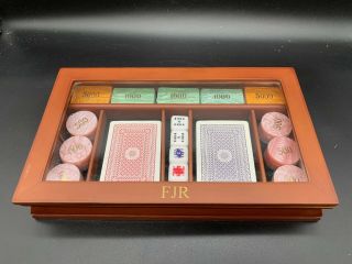 Poker Set In A Custom Wood Box Stamped Fjr