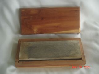 Neat Vtg.  Sharpening Stone / Whetstone In A Cedar Box 6 3/4 " X 3 "