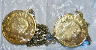 2 Vintage Caesars Palace Las Vegas Medallion Pendant With 24 " Chain 1991 Nip