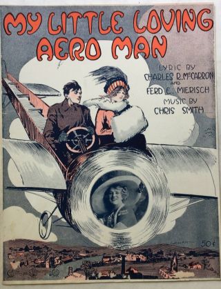 1912 Vintage Aviation Sheet Music Black Songwriter Chris Smith Loving Aero Man