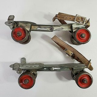 Brunswick Union Hardware Co Metal Roller Skates Ball Bearing Wheels Vintage
