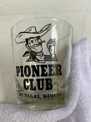 1960 - 70s Era Las Vegas,  Nevada Pioneer Club Vegas Vic Heavy Clear Glass - Vintage