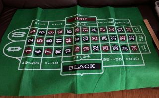 Roulette & Craps Green Casino Gaming Table Felt Layout,  35”x 23”