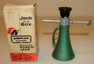 Vintage Simplex Salesman Sample Premium Toy Tool Miniature Screw Jack In A Box