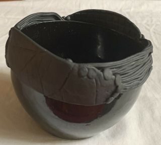 Santa Clara Pueblo Style Black Pottery Signed Pot