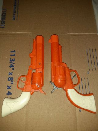 2009 Imperial Toy Legends Of The Wild West (2) Orange Toy Cap Gun Revolvers