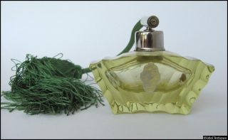 1920s VINTAGE ART DECO AMBER CRYSTAL GLASS PERFUME BOTTLE w/SPRAY PUMP 2