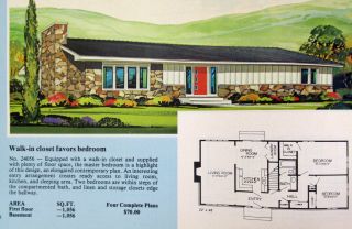 Vintage 1970s Mid Century Modern Ranch Houses Home Floor Plans Architecture