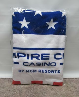 Beach Towel; Empire City Casino Mgm Resorts,  Large Red White Blue Usa Theme,