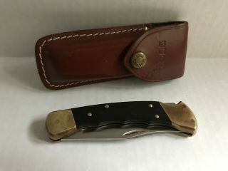 Vintage Buck 110 X Finger Grip Handle Pocket Knife & Case