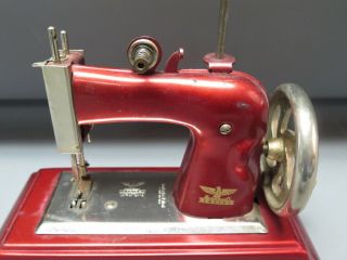 Vintage Casige Red Hand Crank Toy Sewing Machine Gremany British Zone 2