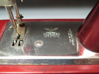 Vintage Casige Red Hand Crank Toy Sewing Machine Gremany British Zone 3