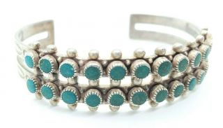 Vtg Native American Navajo Sterling Silver Blue Green Turquoise Cuff Bracelet