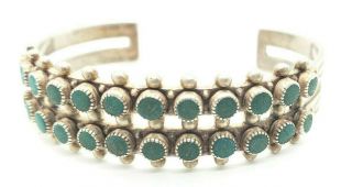 Vtg Native American Navajo Sterling Silver Blue Green Turquoise Cuff Bracelet 2