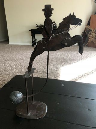 Vintage Pendulum Balance Metal Cowboy & Horse American Folk Art Toy 2 Piece