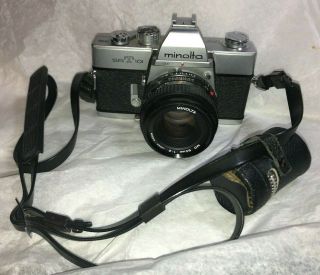 Minolta Srt - 101 Vintage 35mm Slr Film Camera W/ Minolta 50mm 1:2 Lens & Strap