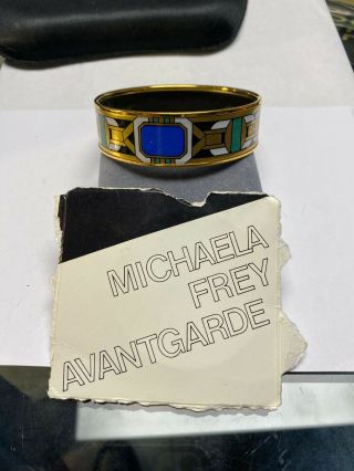 Vintage Authentic Michaela Frey Avantgarde Enamel Gold Plated Bracelet