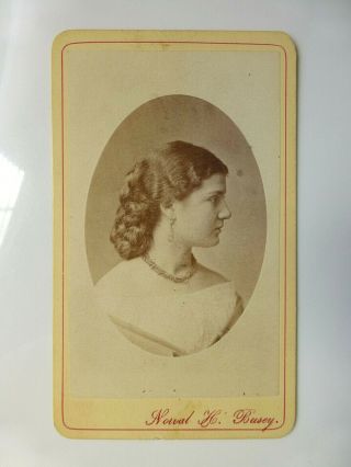 Old Cdv Cabinet Photo Id Young Girl Stunning Hair Style Baltimore Md