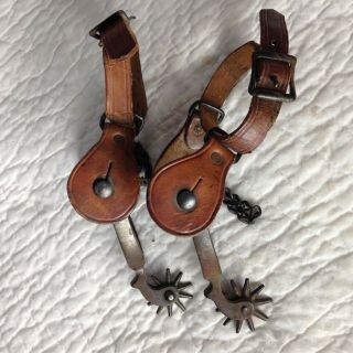 Vintage Western Spurs With Leather Straps