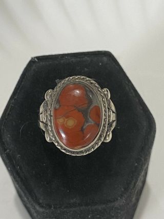 Vintage Old Pawn Navajo Petrified Wood Sterling Silver Ring Size 6
