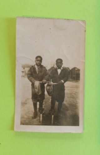 Vintage Photo: 2 African American Boys With Bikes