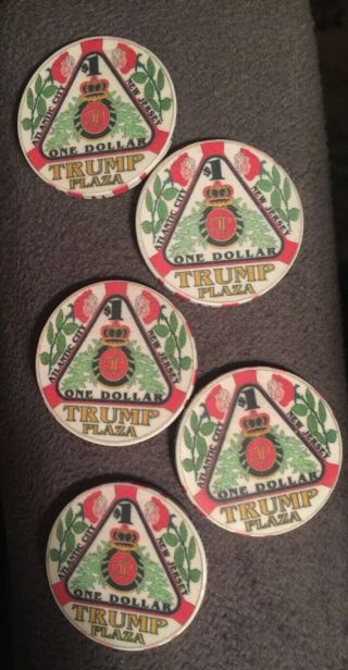 5 Trump Plaza Casino Chips Atlantic City. .  $1.  00 Chips