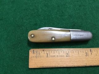 Vintage 2 Blade Folding Pocket Knife,  Barlow Type Ww Ii Cattaraugus Bone Handle