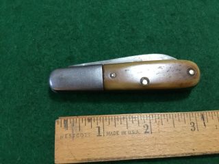 VINTAGE 2 blade folding Pocket Knife,  BARLOW TYPE WW II CATTARAUGUS BONE HANDLE 2