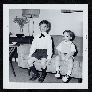 Vintage Antique Photograph Adorable Little Boy Sitting W/ Baby In Saddle Shoes