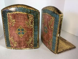 Vintage Pr.  Bookends Florentine Made Italy Hollywood Regency Rococo Gilt Style