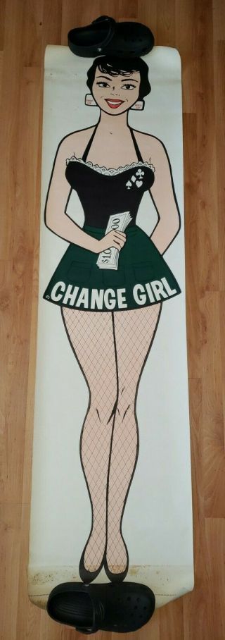 Vintage 1950s - 60s Harolds Club Reno Nevada Casino " Change Girl " Poster