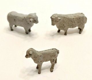 3 Vintage Metal Britains Ltd.  Grey Sheep Farm Animals Larger 1 1/4 " Long