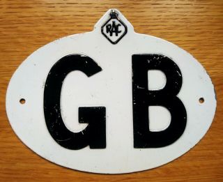 Vintage 1960s Royal Automobile Club Gb Touring Badge - Rac Great Britain Car Plate