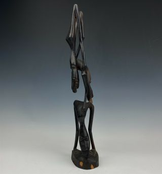 22 1/2 " Hand Carved Tribal Primitive Figural Acrobatic Wood Wooden Sculpture 007