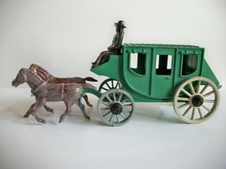 1950s Rel Western Stage Coach With Figurine,  3 Horses