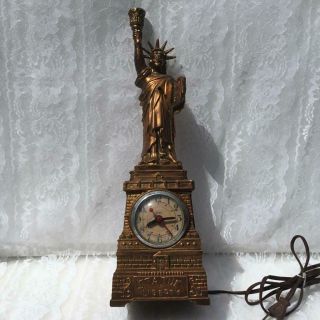 Vtg York Statue Of Liberty Cast Metal Light Lamp United Clock Corp