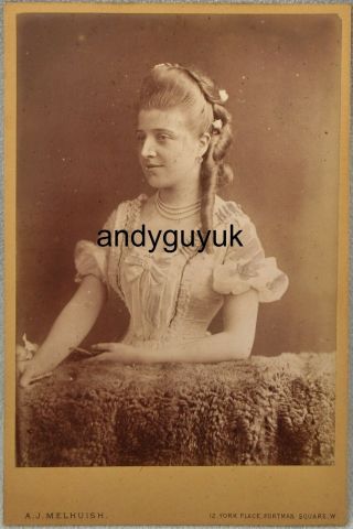 Cabinet Card Lady Long Ringlets Hair Wasp Waist Melhuish Antique Fashion Photo