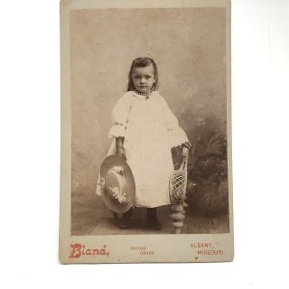 Antique Cabinet Card Photo Of Id’d Little Girl Maude Runyan Albany Missouri