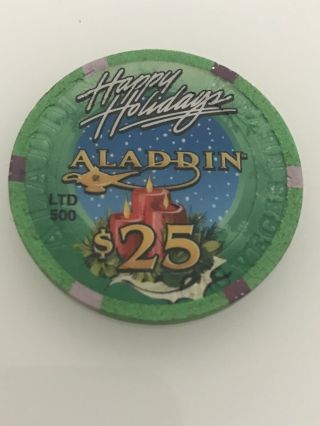 $25 Chip Aladdin Casino,  Las Vegas Nv - - Happy Holidays Limited Edition Of 500