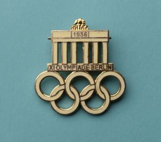 Vintage Souvenir Olympic Games Enamel Pin Badge 1936 Berlin Germany Olympiade