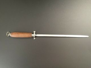 J.  A.  Henckels Germany Knife Sharpener Sharpening Honing Steel 15¼ " Wood Handled