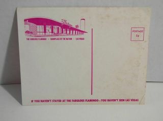1968 Fabulous Flamingo Hotel Las Vegas Table Card Postcard Robert Horton 2
